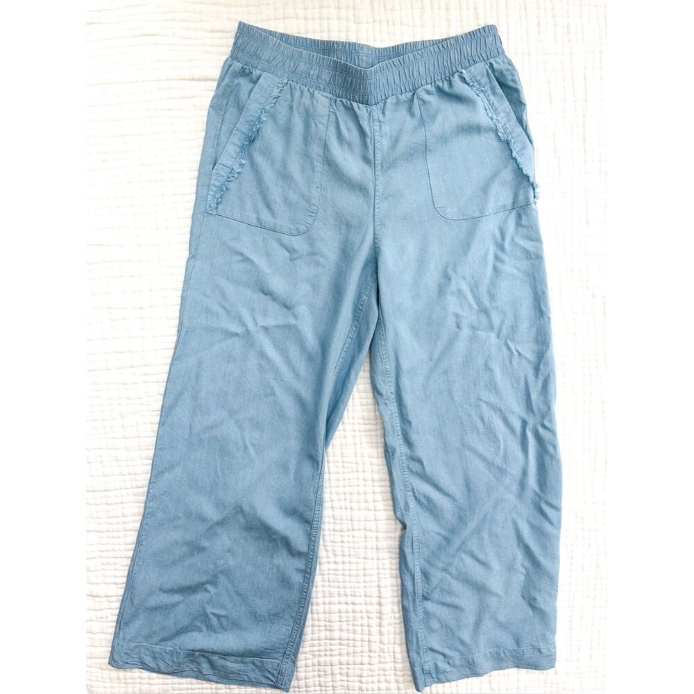Elle Lyocell Wide Leg Pants M Blue Pull On Lightweight Summer 2026